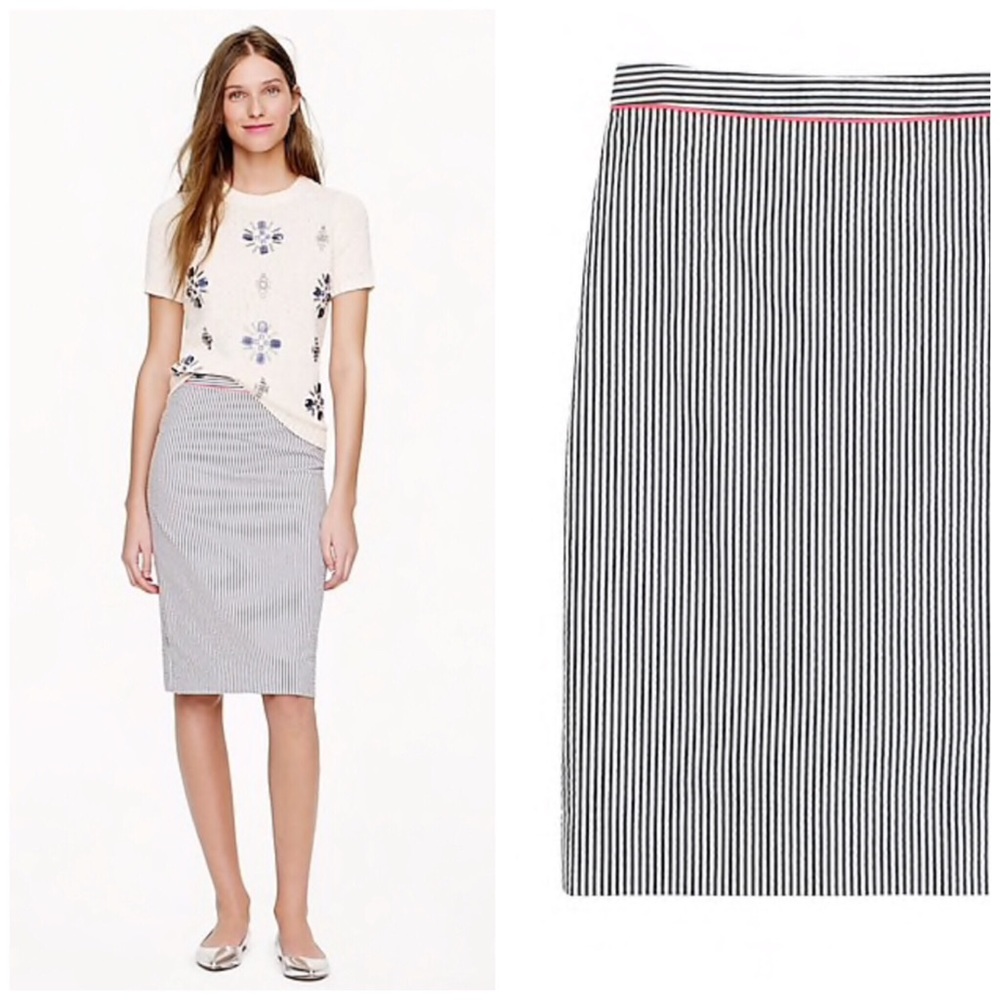 J. Crew No. 2 Pencil Skirt Neon Seersucker 471